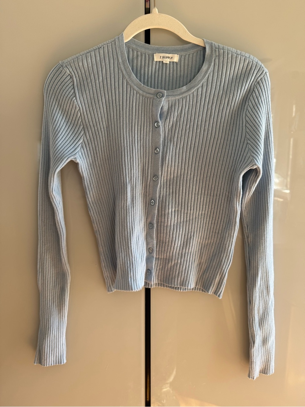 Z Supply Pale Blue Ribbed Knit Cardigan